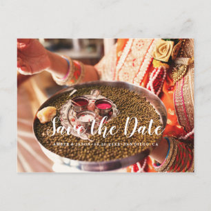 Custom Photograph Indian wedding Save the Date Announcement Postcard