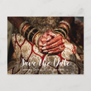 Custom Photograph Indian wedding Save the Date Announcement Postcard