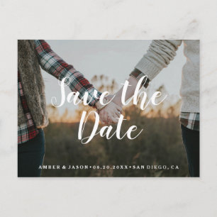 Custom Photograph romantic modern Save the Date Announcement Postcard