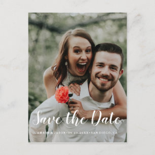 Custom Photograph romantic modern Save the Date Announcement Postcard