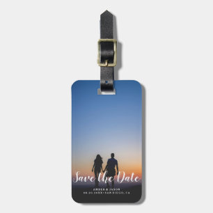 Custom Photograph romantic modern Save the Date Luggage Tag