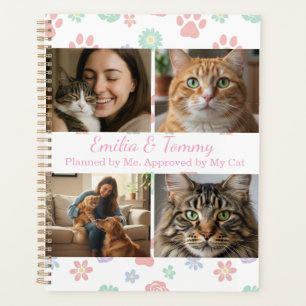 Custom Photos and Names Planner Cover Cat Lovers
