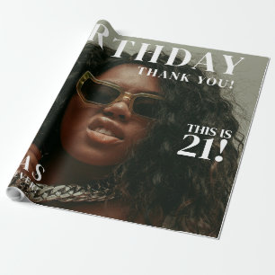 Custom Photos Birthday Party Magazine Cover Wrapping Paper