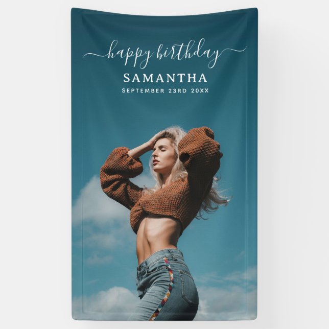 Custom Photos Birthday Party Selfie Picture Banner (Vertical)