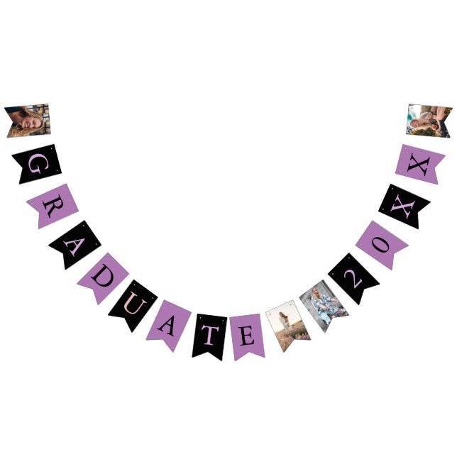 Custom Photos Chic Purple Black Graduate Bunting (All)