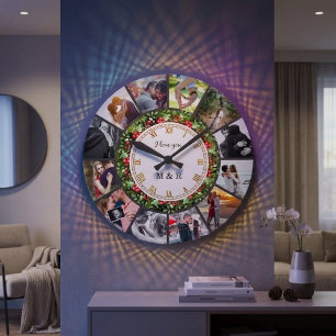 Custom Photos Collage Clock Gift for Christmas