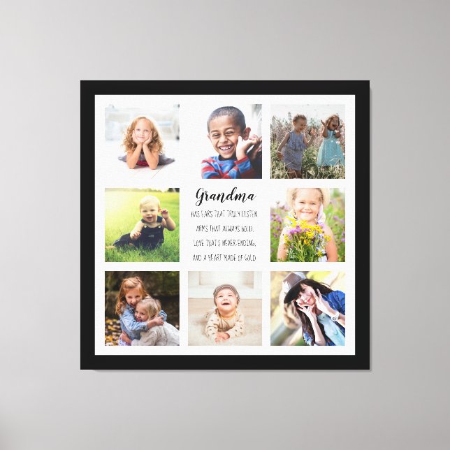 Custom Photos Grandma Quote Stretched Canvas Print (Front)
