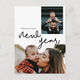 Custom photos Greeting Modern New Year Script Postcard