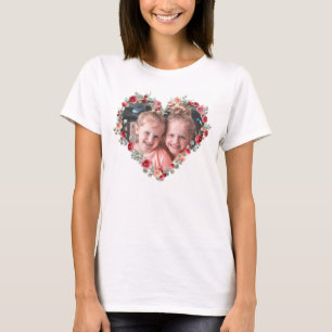 Custom Photos Happy Mother's Day Cute Flower Heart T-Shirt