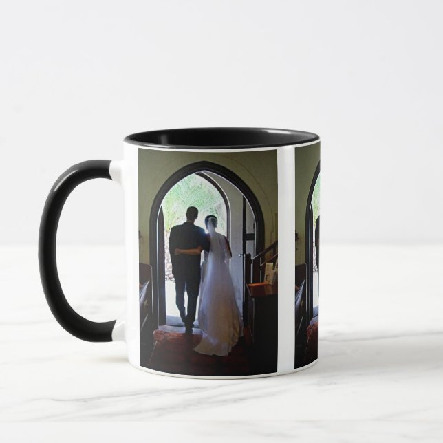 Custom Photos Just Married Couple Leaving Church Mug (Left)