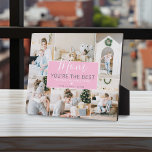 Custom Photos Mum You Are the Best | Personalised Plaque<br><div class="desc">Simply upload 6 of your most precious photos from your computer or phone to this modern, elegant photo plaque for mothers, featuring the text 'Mum'' in an elegant handwritten script 'You're the best' on a pale pink block background that can be changed to any colour. Personalise the message and children's...</div>