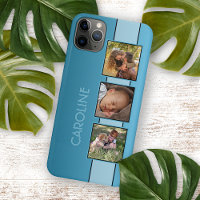 Custom Photos Name On Aqua Turquoise Blue
