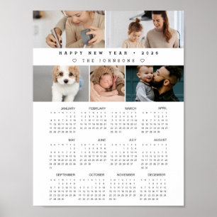 Custom Photos New Year 12 Month 2026 Calendar Poster