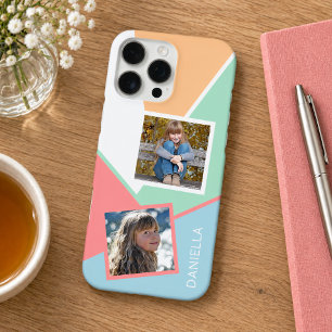 Custom Photos on Colourful Geometric Blocks Mosaic iPhone 16 Pro Max Case