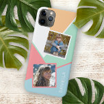 Custom Photos on Colourful Geometric Blocks Mosaic iPhone 11Pro Max Case<br><div class="desc">Contemporary summer coral blush pink, mint seaglass green, pastel blue, light apricot orange, and white coloured blocks mosaic art pattern. With room to personalise with a photo and name, monogram, initials, or text of your choice. This design is available on Apple iPhone 6, 7, 8 Plus, 10 or X, XR,...</div>