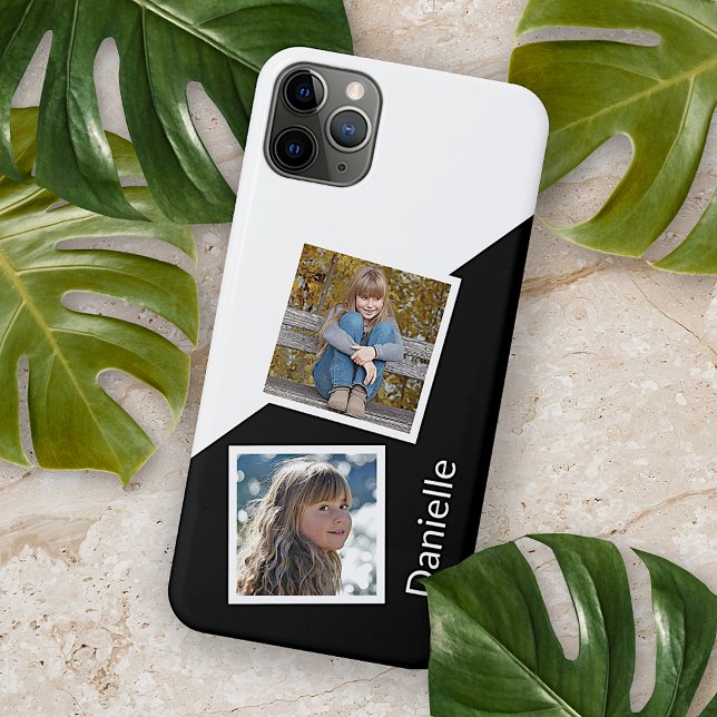 Custom Photos on Geometric Black and White iPhone Case (Creator Uploaded)