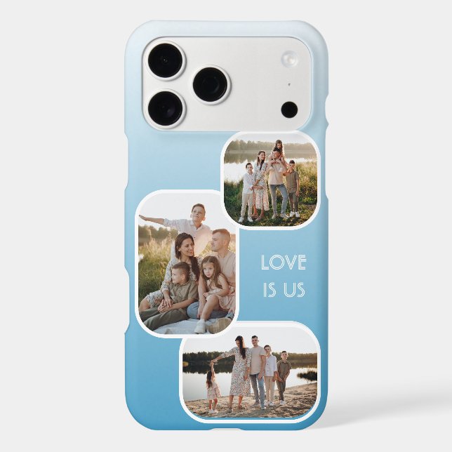 Custom Photos On Ombre Light Summer Sky Blue White (Back)
