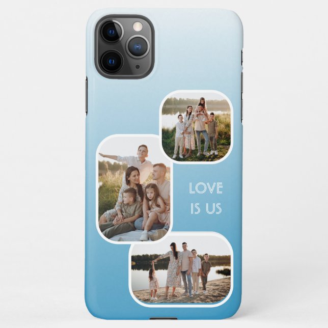 Custom Photos On Ombre Light Summer Sky Blue White iPhone Case (Back)