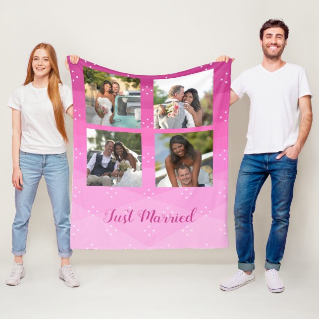 Custom Photos On Pink Fleece Blanket (In Situ)