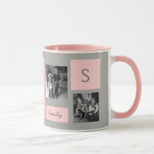Custom Photos Pink Monogram Personalised Coffee Mug