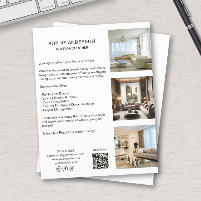 Custom Photos QR Code Social Media Professional Flyer (Custom Photos QR Code Social Media Professional Flyer)