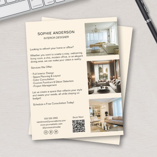 Custom Photos QR Code Social Media Professional Flyer (Custom Photos QR Code Social Media Professional Flyer
)
