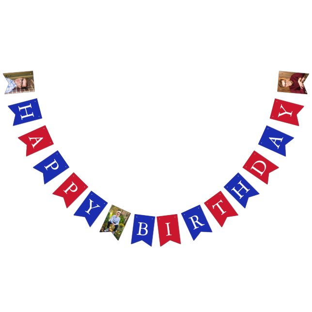 Custom Photos Red White Blue Happy Birthday Bunting (All)