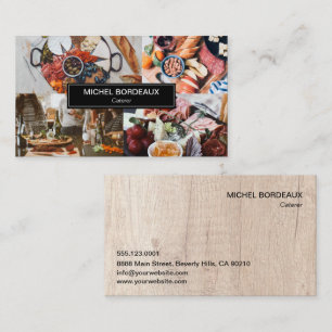 Custom Photos Rustic Food Catering Business  Card