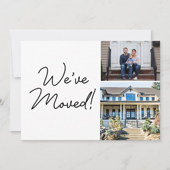 Custom Photos We've moved Script New Home Address  Announcement (Front)
