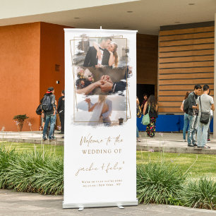 Custom Photos with Brushstroke Wedding Welcome Retractable Banner
