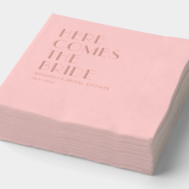 Custom Phrase Wedding Bridal Shower Foil Napkins (Detail)