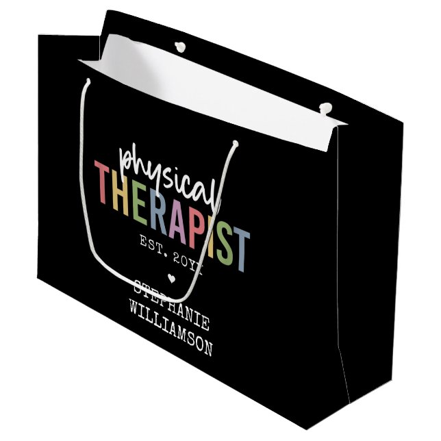 Custom Physical Therapist PT Graduation Large Gift Bag (Front Angled)