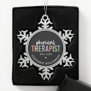 Custom Physical Therapist PT Graduation Snowflake Pewter Christmas Ornament