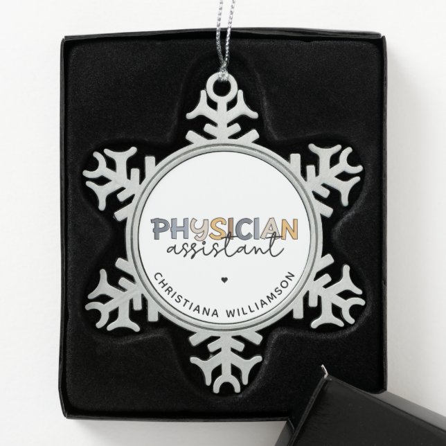 Custom Physician Assistant PA Appreciation Gifts Snowflake Pewter Christmas Ornament (Box)