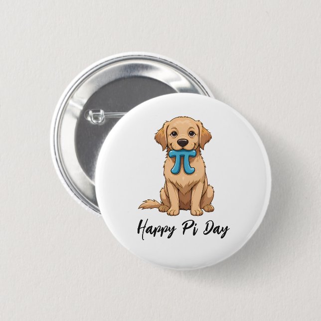 Custom Pi Day Dog With Pi Symbol | Happy Pi Day 6 Cm Round Badge (Front & Back)