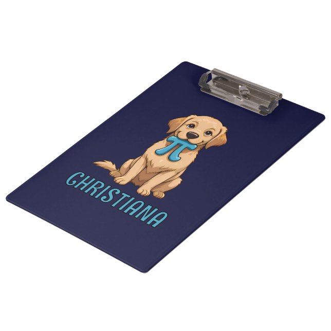 Custom Pi Day Dog With Pi Symbol | Happy Pi Day Clipboard (Angled)