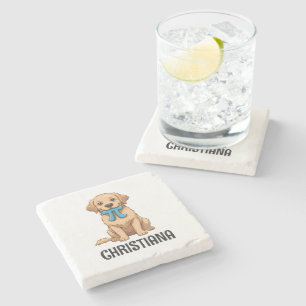 Custom Pi Day Dog With Pi Symbol Happy Pi Day Stone Coaster