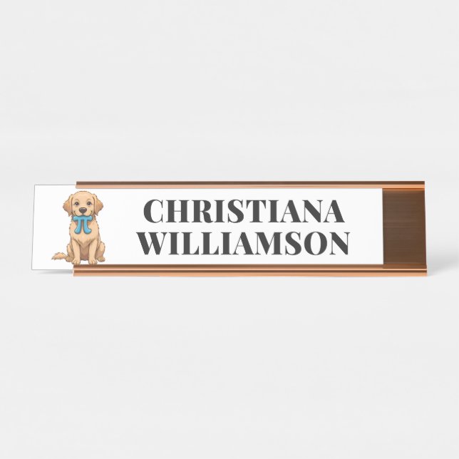 Custom Pi Day Dog With Pi Symbol Math Teacher Desk Name Plate (Front)