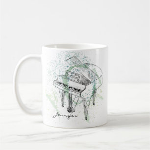Custom Piano Illustration Art Drawing Music Lovers Coffee Mug
