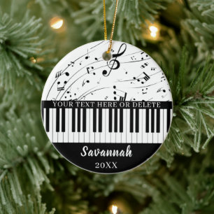 Custom Piano Keyboard Music Notes Personalized Ceramic Tree Decoration