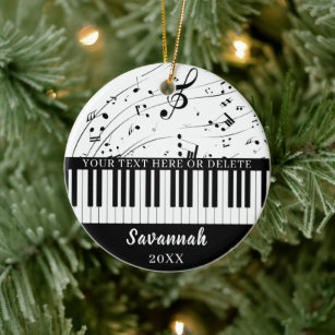 Custom Piano Keyboard Music Notes Personalized Ceramic Tree Decoration