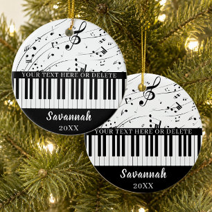 Custom Piano Keyboard Music Notes Personalized Ceramic Tree Decoration