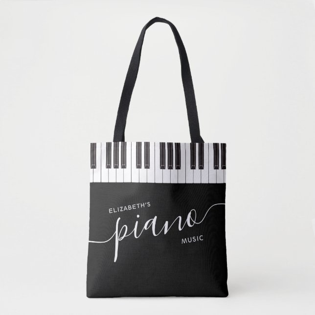 Custom Piano Keys Keyboard Personalised Music Tote Bag (Front)