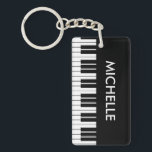 Custom piano keys keychain for pianist or teacher<br><div class="desc">Custom piano keys keychain for pianist or music teacher. Add your own name or monogram. Black and white design for piano player. Suitable for men women and kids. (boy or girl)</div>