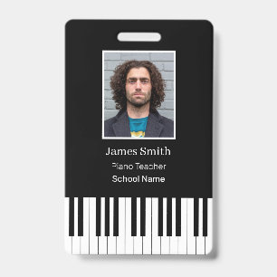 Custom Piano Teacher Name ID Badge