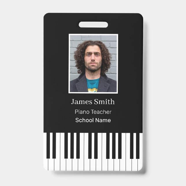 Custom Piano Teacher Name ID Badge (Front)