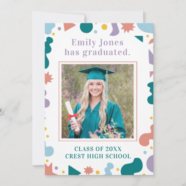 Custom Pic Trendy Preppy Graduation Announcement  (Front)