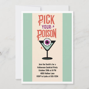 Custom Pick Your Poison Halloween Cocktail Party Invitation