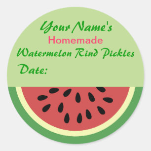 Custom Pickle Jar Labels Watermelon Round Sticker
