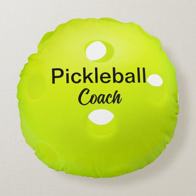 Custom Pickleball Coach Keepsake Round Cushion (Front)